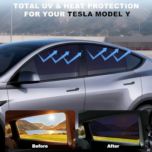 XCBYT 2020-2024 Tesla Model Y Window Shades, Static Cling 4 Pack - Image 3
