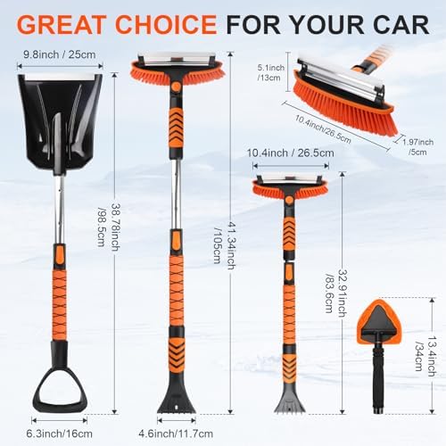 COMOWARE Extendable Snow Brush for Car, Ice Scrapers for Car Windshield Combo - Image 3