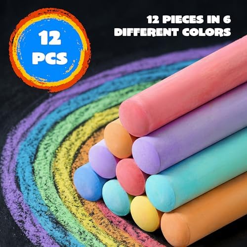JOYIN 12 PCS Washable Sidewalk Chalks Set Non-Toxic Jumbo Chalk - Image 6