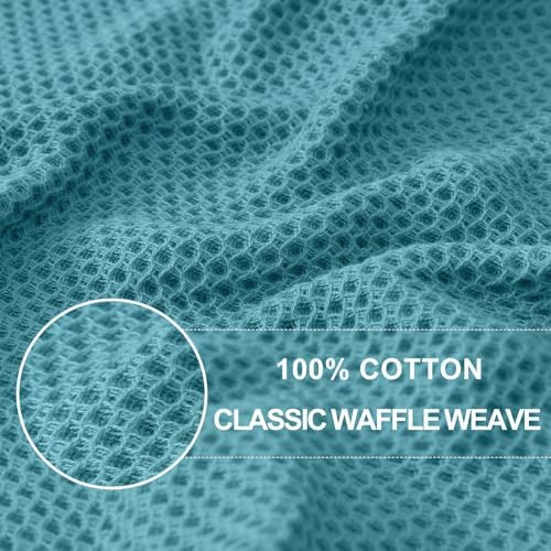 Homaxy 100% Cotton Waffle Weave Kitchen Dish Cloths 8-Pack, Lake Blue - Image 2