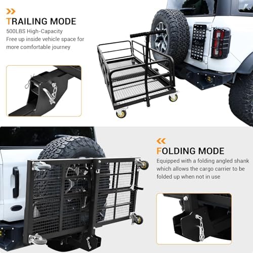 Hitch Cargo Carrier Folding Hitch Mount Cargo Carrier 68 x 39 x 31 Inch - Image 3