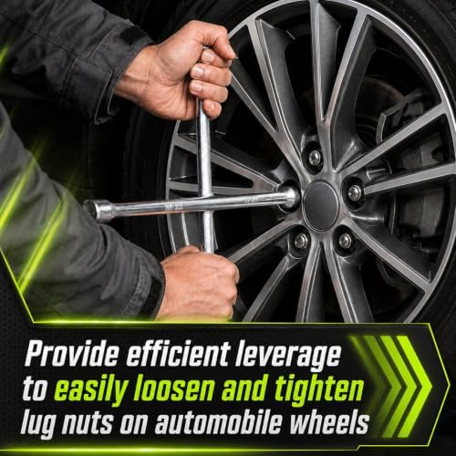 14" Cross 4 Way Lug Wrench for Car, Heavy Duty Tire Lug Nut Wrench - Image 6