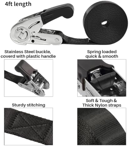 Ayaport Stainless Steel Endless Ratchet Straps, 4FT Cargo Tie Downs - Image 2