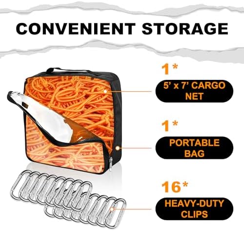 Seven Sparta 5’ x 7’ Bungee Cargo Net Stretches to 10' x 14' - Image 6