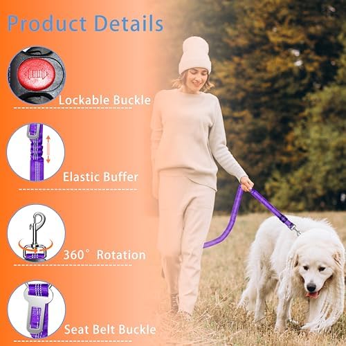 Seyezo Dog Car Seat Belt for Car, 2 Piece Set Retractable Dog Car Harness - Image 2