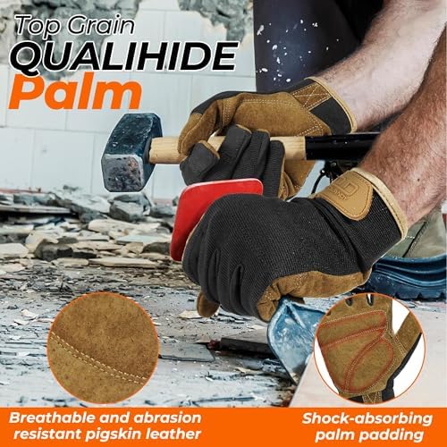 HANDLANDY Work Gloves for Men & Women, Utility Mechanic Working Gloves Touch - Image 2
