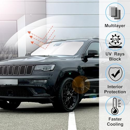 Windshield Sun Shade for 2011-2026 Jeep Grand Cherokee Accessories - Image 2