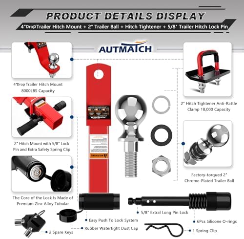 AUTMATCH Trailer Hitch Ball Mount - Image 2