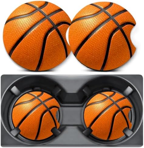 2 Pack Basketball Car Coasters for Cup Holder, Neoprene Anti Slip Mat by Unknown