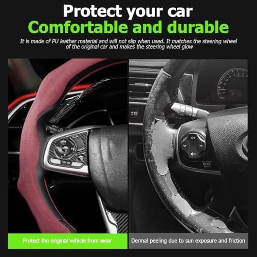 Mandark 15 Inch Car Steering Wheel Cover, Wine Red - Image 5