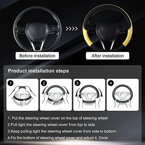 Auto Car Genuine Leather Steering Wheel Cover Anti Slip Wrap 15" - Image 5