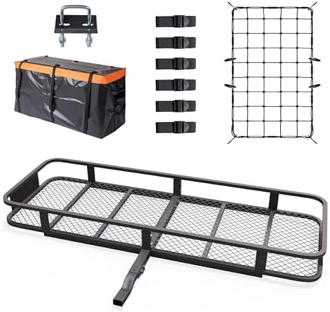 Bonnlo 60''X 20''X6'' Folding Hitch Mount Cargo Carrier Basket by Bonnlo
