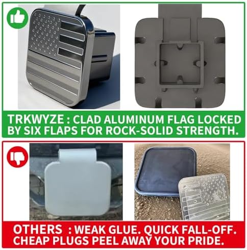 Hitch Cover, Aluminum American Flag, CAR WASH Safe, UV Resistant - Image 3