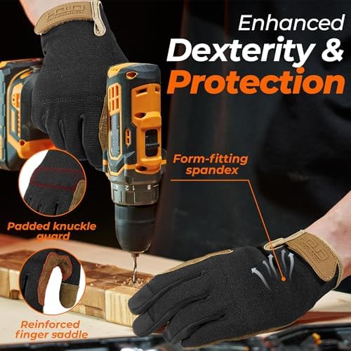 HANDLANDY Work Gloves for Men & Women, Utility Mechanic Working Gloves Touch - Image 3