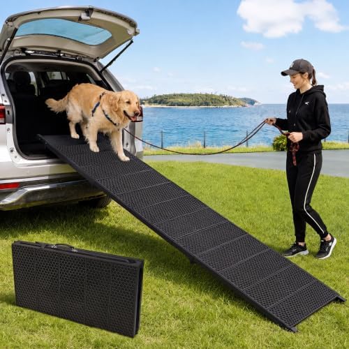 Dog Ramp for Car 90" X 17.6" Extra Long Folding Aluminum Pet Ramp for Large by Lesguyor