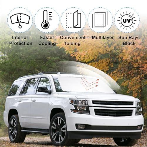Windshield Sun Shade Sunshade for 2015-2020 Chevrolet Tahoe - Image 2