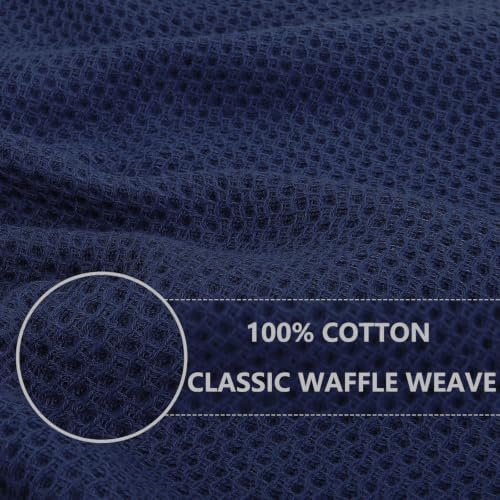 Homaxy 100% Cotton Waffle Weave Kitchen Dish Cloths 12-Pack, Dark Navy - Image 2