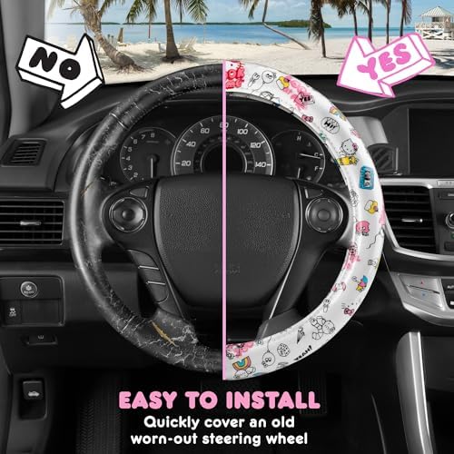 Hello Kitty Steering Wheel Cover, Official Sanrio Car Steering Wheel Cover - Image 4