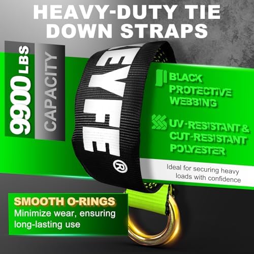 2"x96" Ratchet Car Tire Tie Down Strap w/Chain Hook Anchor 9900LBS - Image 3
