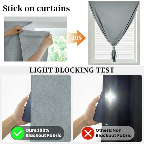 100% Blackout French Door Curtains, Room Darkening Shades Small Window Curtain - Image 2