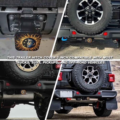 2 Inch Galaxy Black Sun Moon Trailer Hitch Cover Rubber Receiver Tube Plug Cap - Image 5