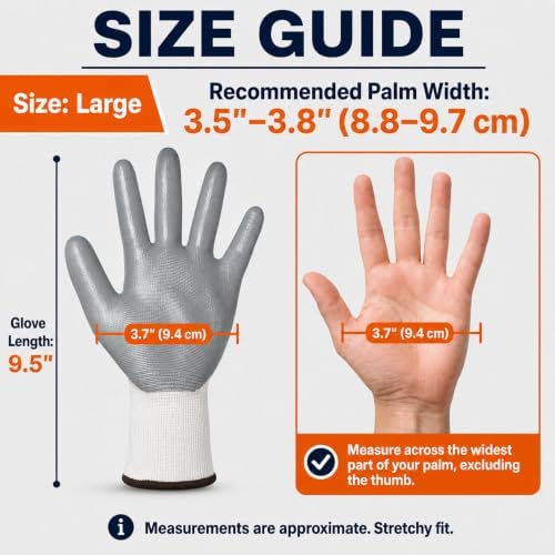 Work Gloves, Nitrile-Coated Grip - Image 6