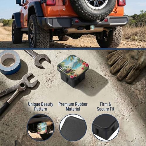 2 Inch Tropical Beach House Trailer Hitch Cover Rubber Receiver Tube Plug Cap - Image 3