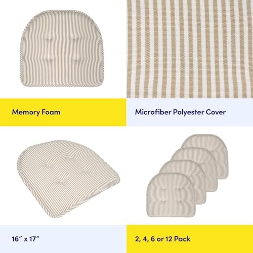 Sweet Home Collection Chair Cushion Memory Foam Pads Tufted Slip Non Skid - Image 6