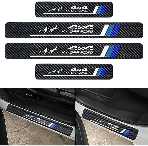 4Pcs Front/Rear Carbon Fiber Car Door Sill Plate Protectors Stickers Door Entry by DAOPERS