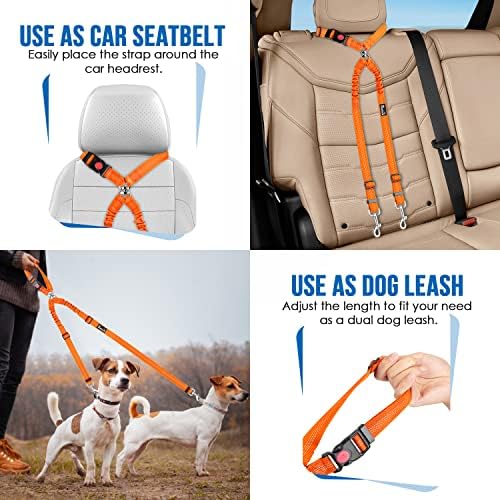 Lukovee Double Dog Car Seat Belt, No Tangle Headrest Restraint - Image 5