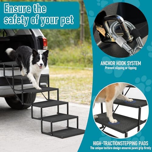 Dog Stairs for car, 6 Steps Foldable Dog Steps for Truck, Upgraded Non-Slip Pet - Image 4
