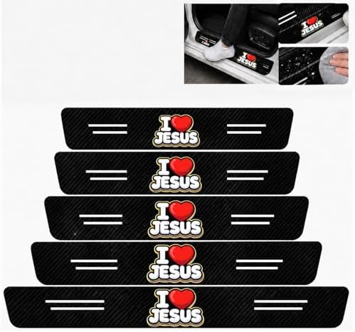 5PCS Religion Car Door Sill Protector, Carbon Fiber Leather Sill Stickers by TnLnYn