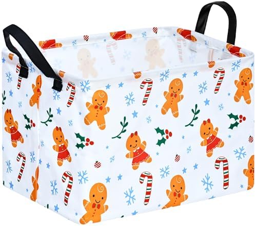 MAIZMZ Christmas Basket for Kids Gingerbread Santa Claus Snowman Storage by MAIZMZ