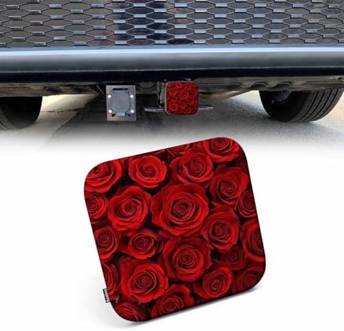 2" Receiver Hitch Cover Roses, Blossom Flowers Red Rose Sturdy Rubber Hitch by Beabes