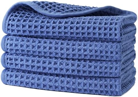 POLYTE 430 GSM Poly Blend Microfiber Waffle Wash Cloth Face Towel, 13x13 in by Polyte