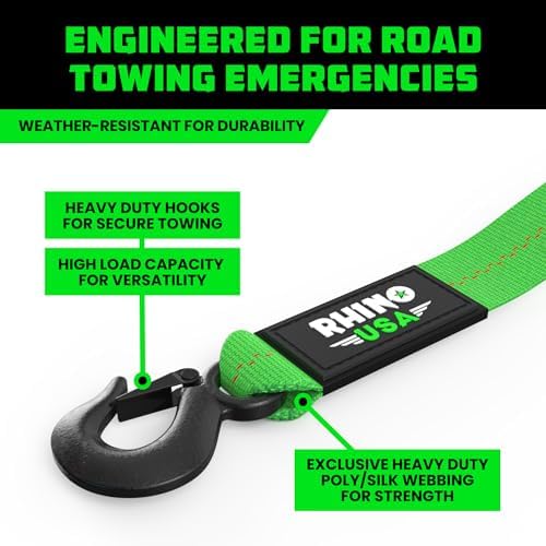 Rhino USA Tow Strap with Hooks - Image 3