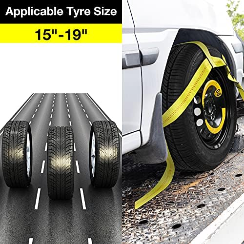 Tow Dolly Basket Straps with Flat Hook 2 Pack Fit 14"-19" Car Tire - Image 2