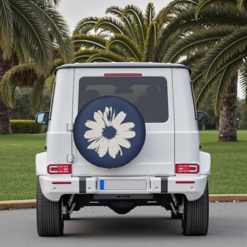 Daisy Spare Tire Cover Navy Blue Nature Modern Art Flowers Weatherproof - Image 5