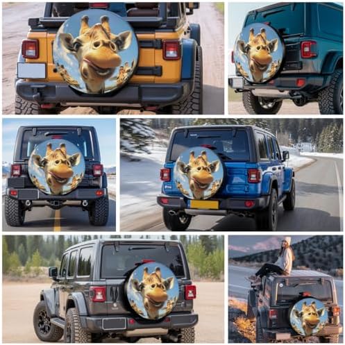 GENANY Giraffe Family Art Thick PVC Leather Spare Tire Cover Size 18 - Image 7