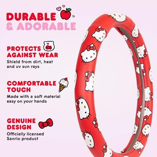 Hello Kitty Steering Wheel Cover Official Sanrio Car Accessory Universal Size - Image 2