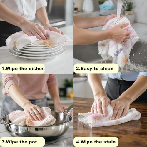 2 Pcs Watercolor Floral Kitchen Towels Decorative Dish Towel - Image 5