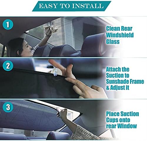 IC ICLOVER Car Sun Shade, Folding Auto Rear Window Sunshade, Suction Cups - Image 5