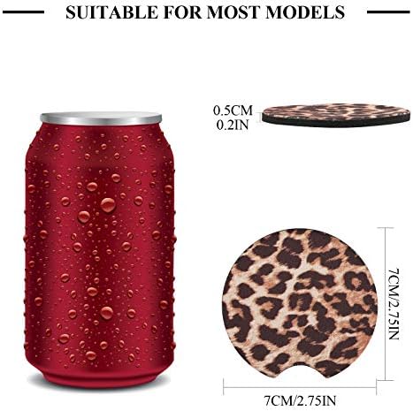 4 Pack Car Coasters, 2.75inch Leopard Print Cup Holder Coasters - Image 2