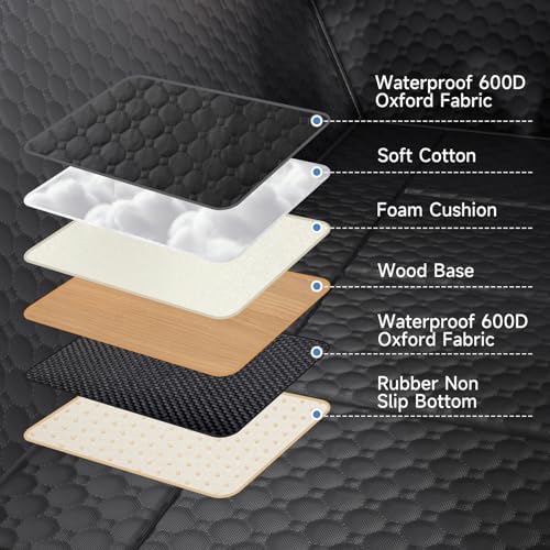 Dog Car Seat Cover for Back Seat Waterproof Oxford Fabric, Hard Bottom Back - Image 3