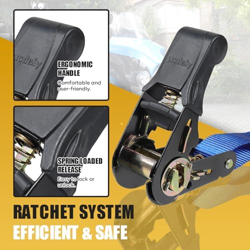 Ayaport Ratchet Straps Tie Downs, 1860lbs Break Strength, Larger Open S Hook W - Image 3