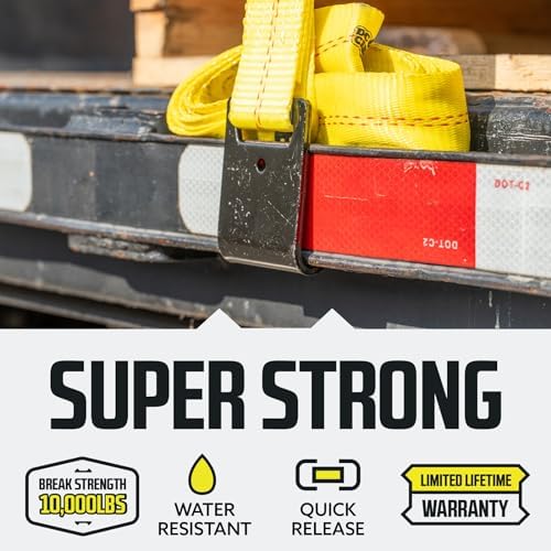 DC Cargo Tie-Down Ratchet Straps Heavy-Duty Flats Hook Trailer Strap, Heavy - Image 4