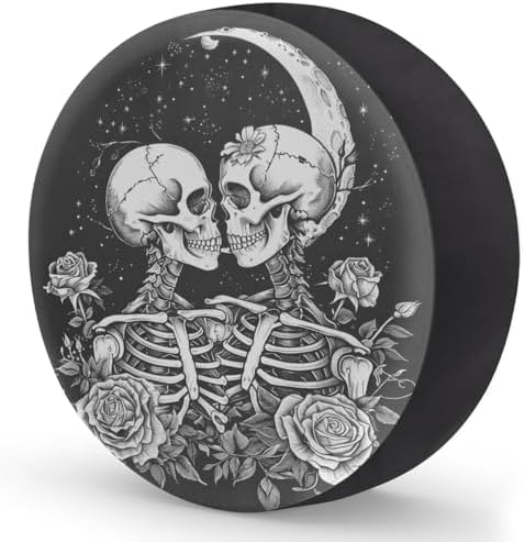 Rv Spare Tire Cover Wheel Halloween Skull Rose Skeletal Tire Covers Wheel - Image 2