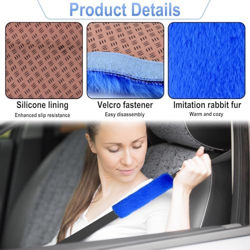 BFXM 3 PCS Fluffy Steering Wheel Cover Set - Image 3
