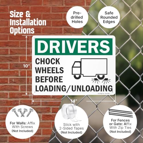SmartSign "Drivers Chock Wheels Before Loading/Unloading" Sign | 10" x 14" - Image 3