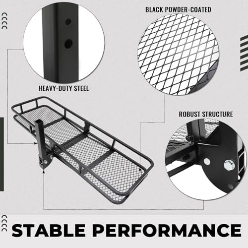 KUAFU 60"x19.5"x5.5" Folding Hitch Mount Cargo Carrier Rear Luggage Basket - Image 6